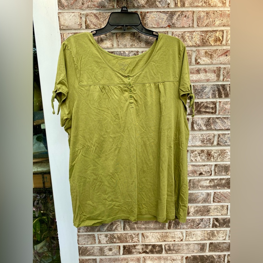 3X Olive Green 100% Cotton Sonoma Women’s Tshirt Blouse